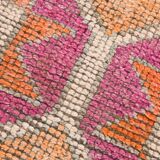 3x10 Vintage Pink & Orange Turkish Runner Rug, 88x323Cm