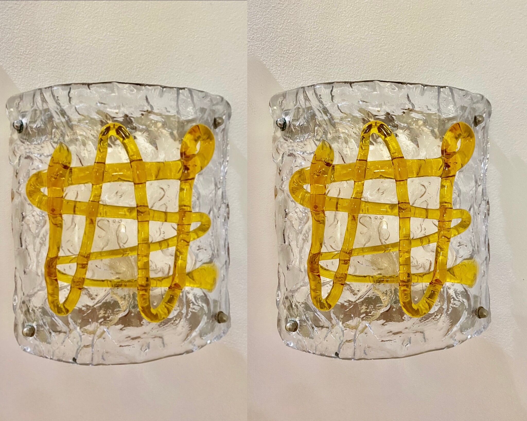 Pair of Mazzega murano wall lamps