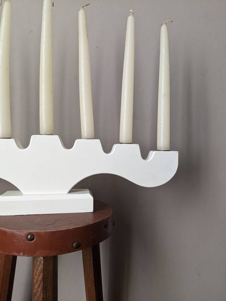 Danish wooden candle holder vintage candlestick contemporary Scandinavian design