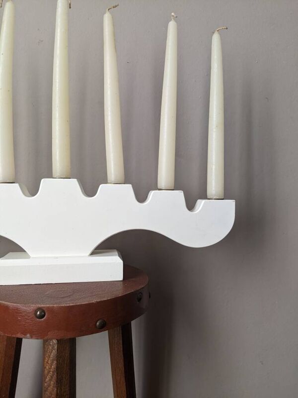 Bougeoir danois en bois chandelier vintage design scandinave contemporain