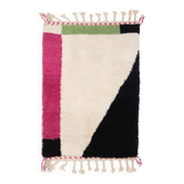 Tapis berbere beni ourain avec parties colorees 150 x 110 cm