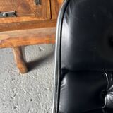 Pollock Knoll black leather armchair, 1980 edition