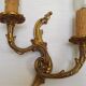 Pair of Elegant French Bronze Opposite Acanthus Leaf Double Wall Sconces