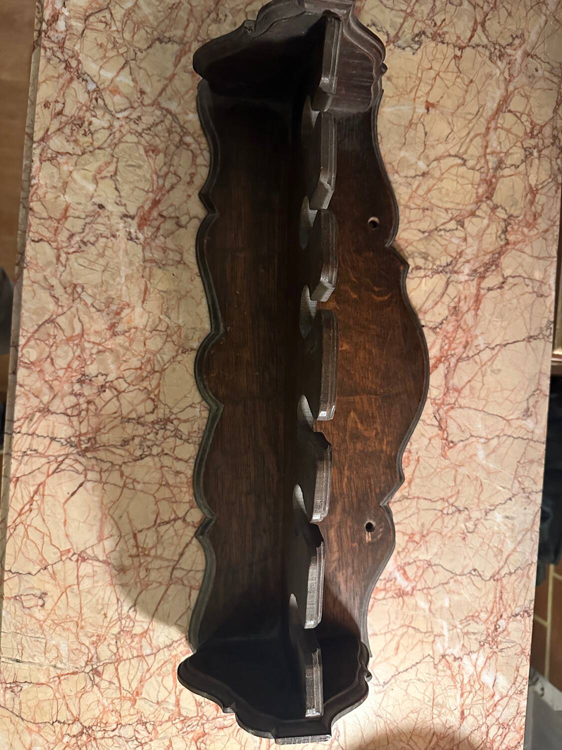 Antique large kitchen utensil shelf - dark wood - origin alsace early 19th century