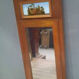 Small varnished wooden trumeau with a gallant scene motif