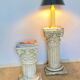 Pair of columns, corinthian style capitals in travertine, italy 1940s