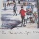 Watercolor “Paris Place du Tertre - St Pierre Church” by Arno, 1960
