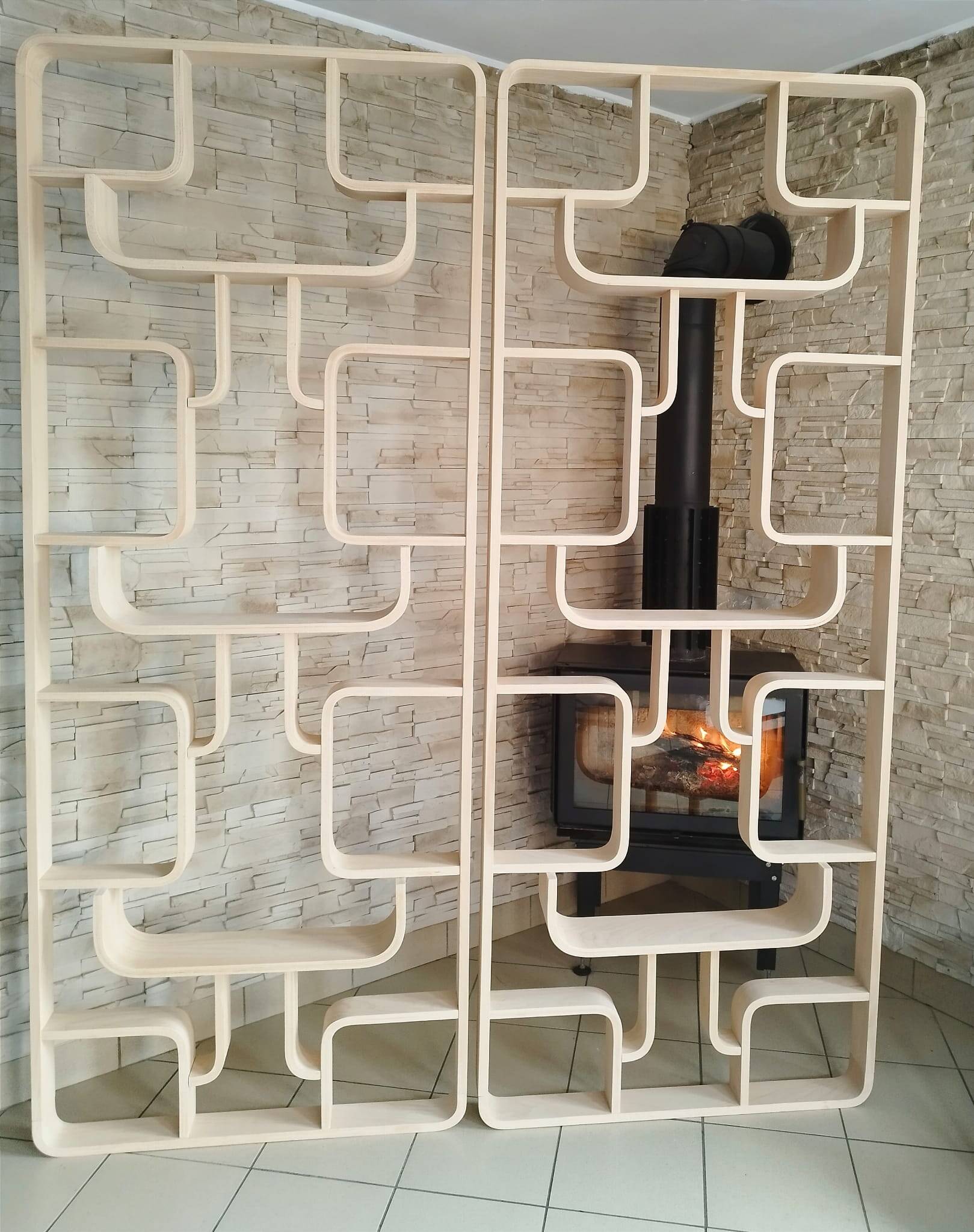 Mid-Century Czech Wall or Room Divider by Ludvik Volak for Drevopodnik Holesov, 1960s, Set of 2