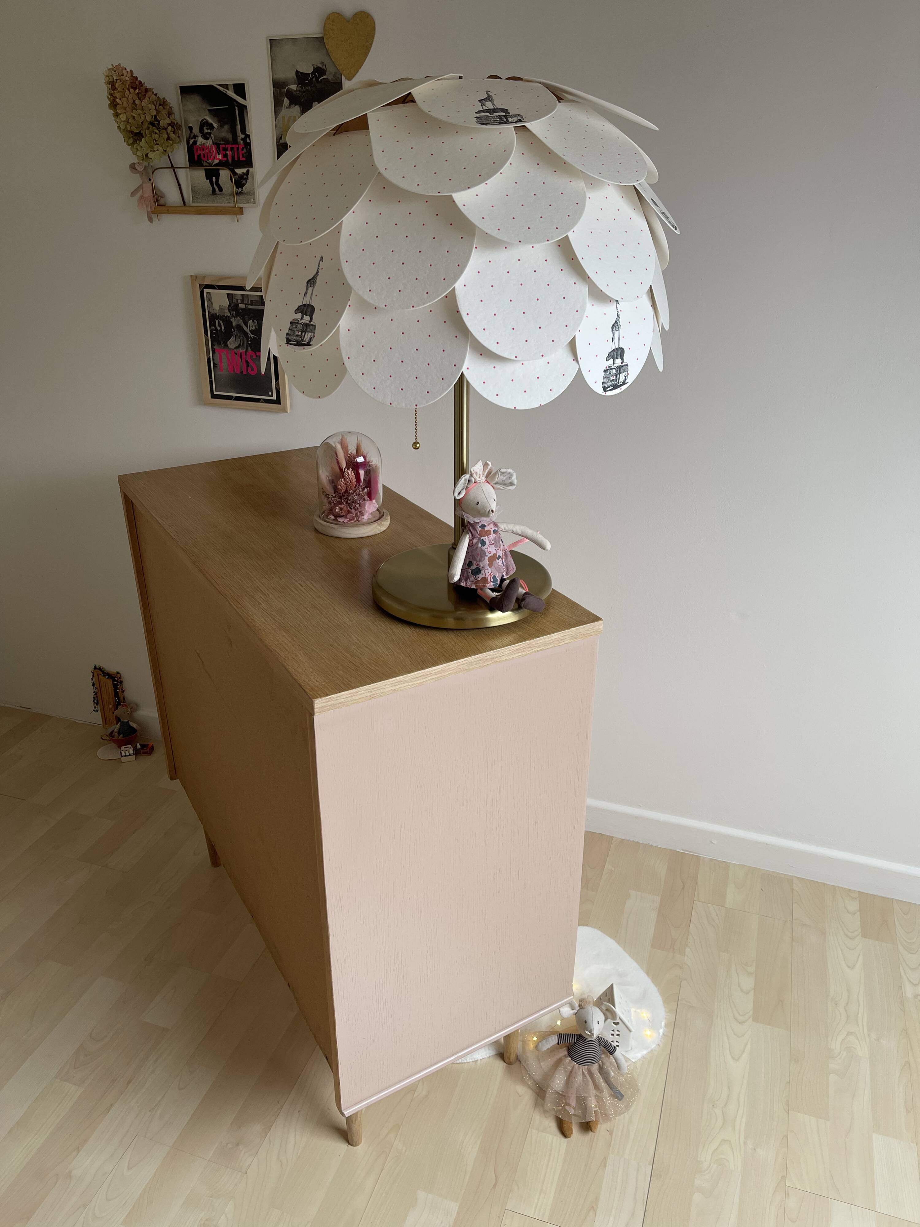Pink tapered leg chest of drawers