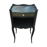 Bedside with drawer, black with patterns