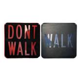 Old signs new york traffic us walk don't walk pair