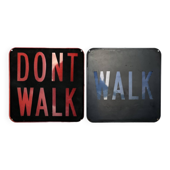 Panneaux anciens new york circulation us walk don't walk paire