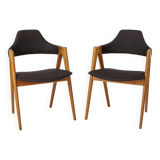 2 Compass Teak Dining Chairs, 1960s, by Kai Kristiansen for Sva Møbler, Set