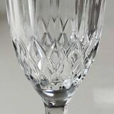 Lot of 4 x Large Champagne Flutes "Calp Concerto Champagne", in crystal chiseled with diamond patterns and diamond point finish. Height 21 cm