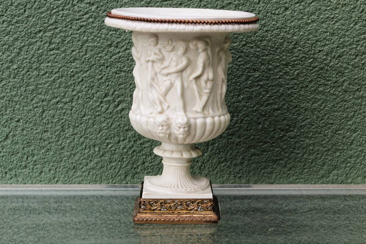 Pair of Medicis Borghese vases in porcelain biscuit and brass.