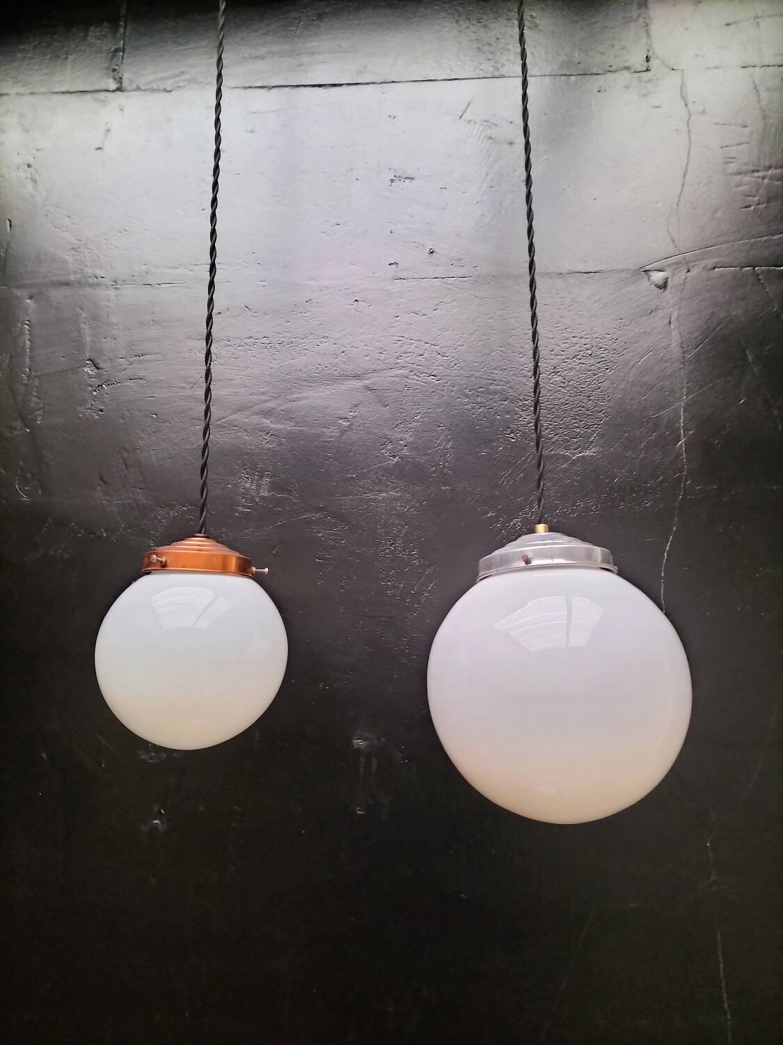Opaline glass ball pendant lights