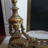 Chenêts and chimney bar in bronze nineteenth century.