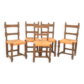 Suite of 5 straw chairs