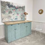 Enfilade en bois années 1950 patine bleutée