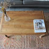 Table basse ancienne en chêne avec 2 tiroirs