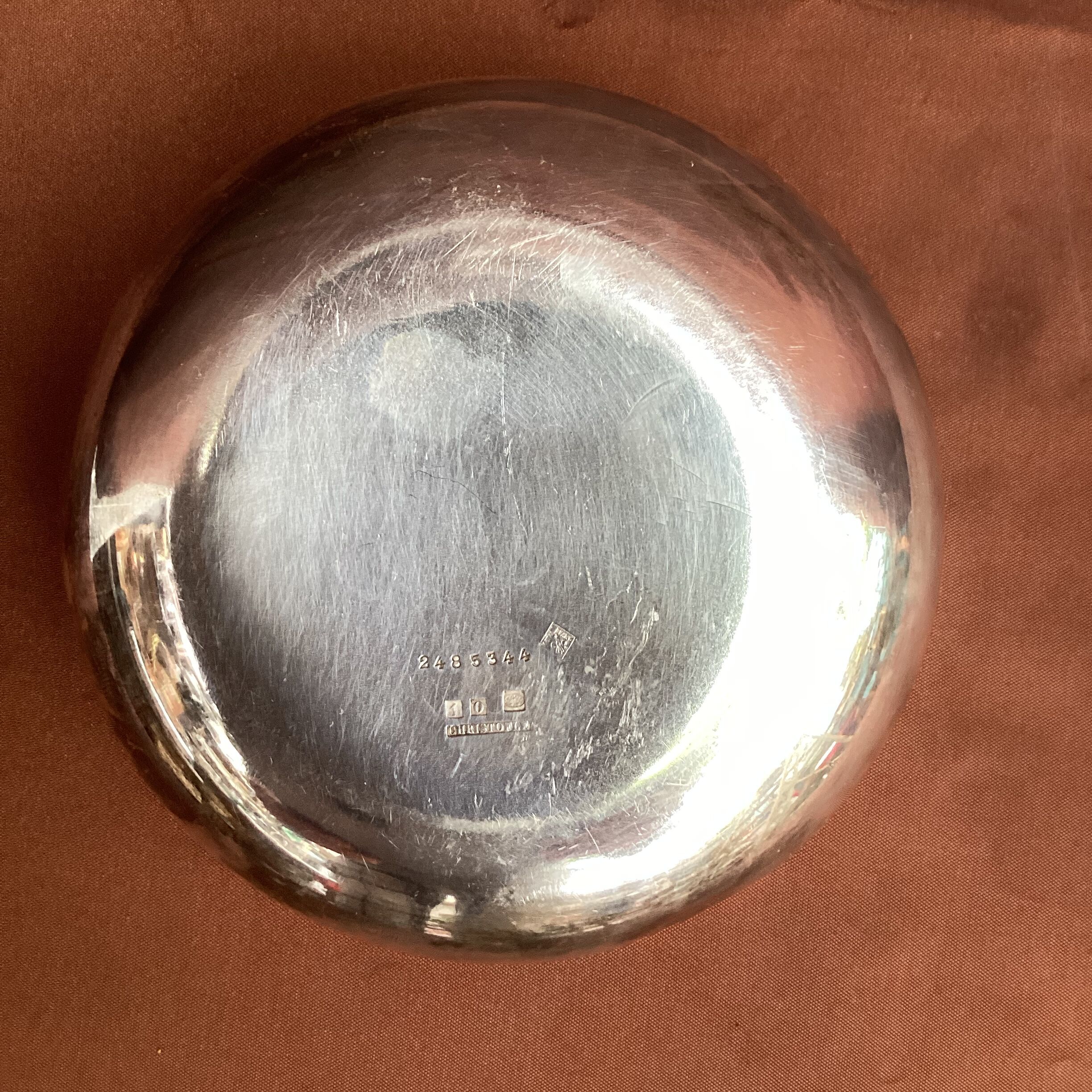 Old white silver metal cup Christofle numbered dimension