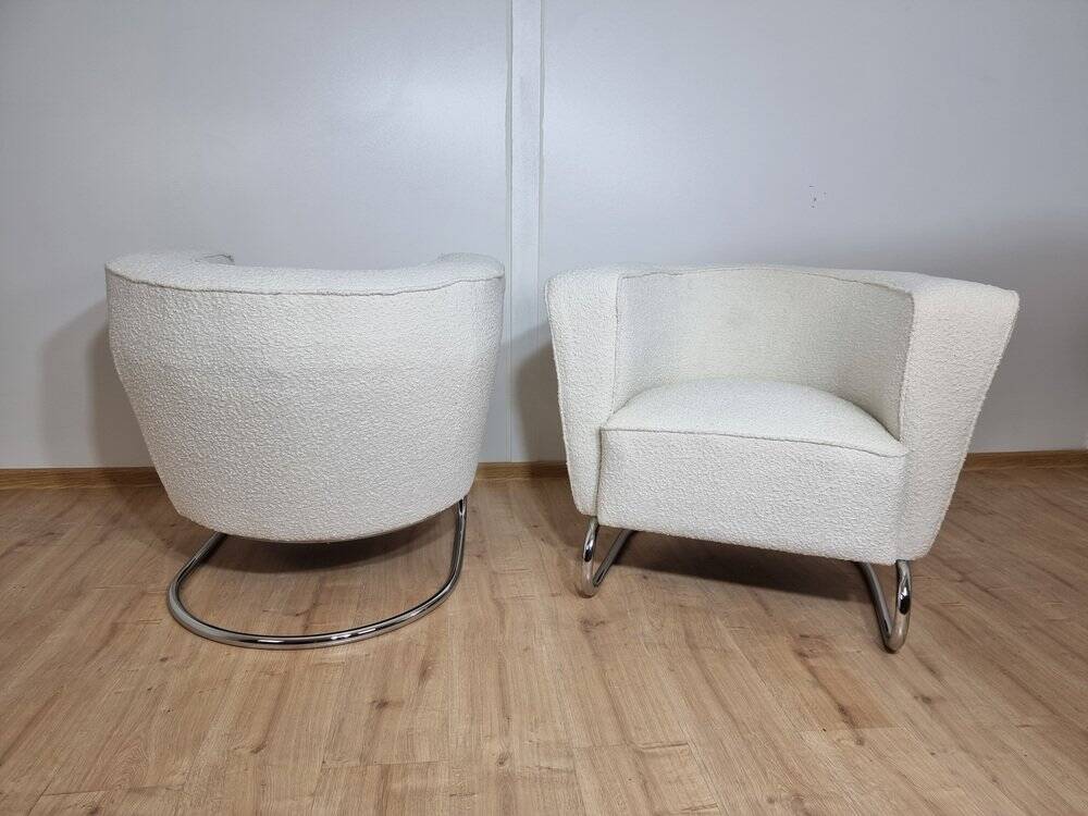 Fauteuils Chromés par Jindrich Halabala, Set de 2