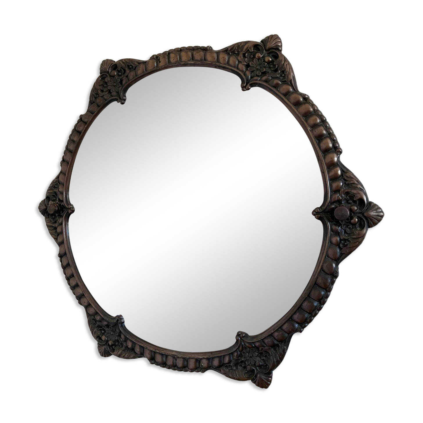 Vintage Italian Baroque Revival round wall mirror