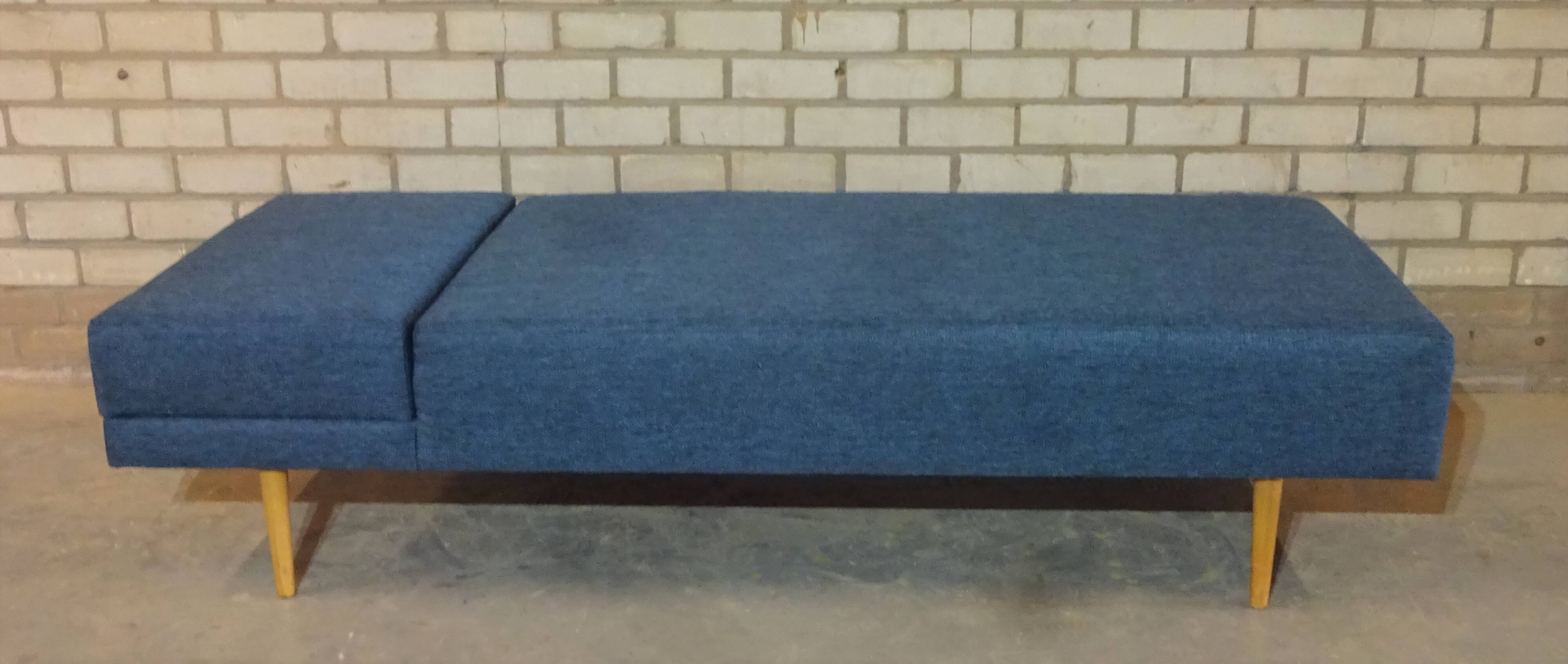 Rare multifunctional sofa/daybed with adjustable headrest 1960, restored