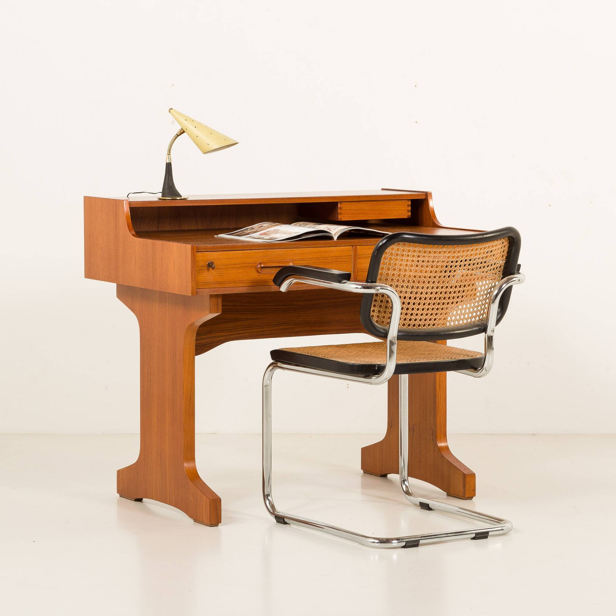 Italian mid century modern teak desk by IMB, 1960s