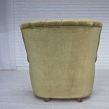 1960s, Danish relax armchair, original green furniture velour, beech wood.