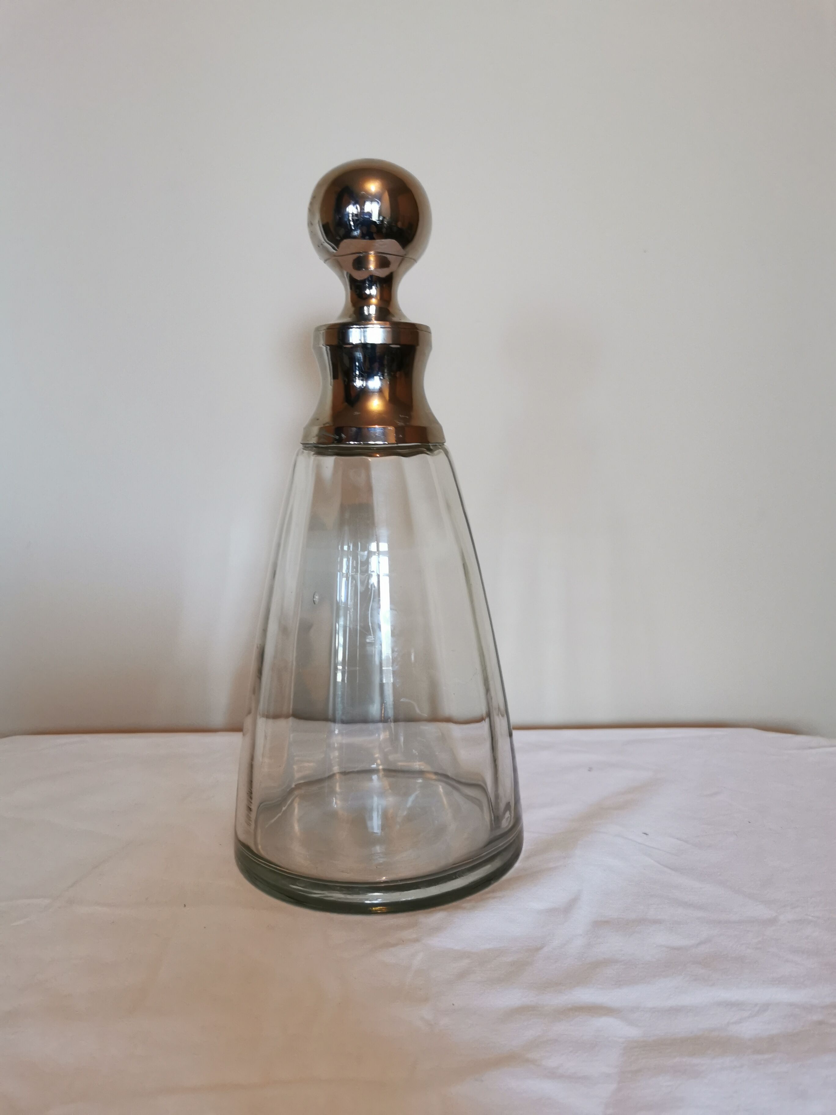 Carafe in glass and chrome metal 80s