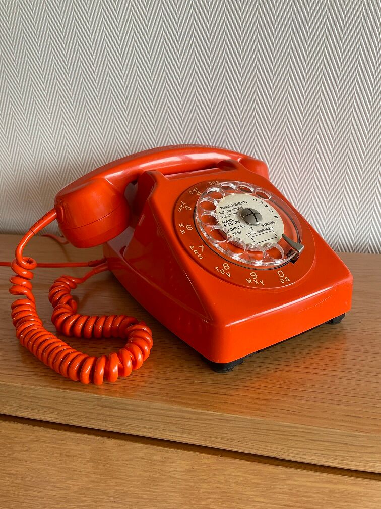 Vintage Socotel orange dial phone, 1971