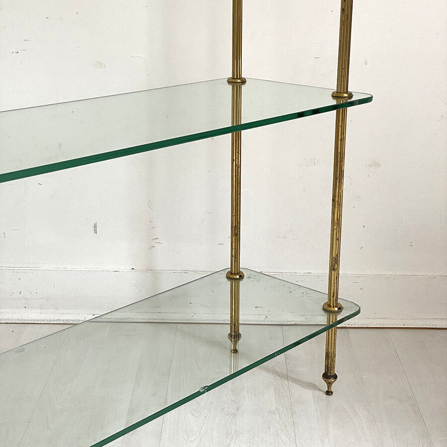Vintage shelf 70's glass and brass