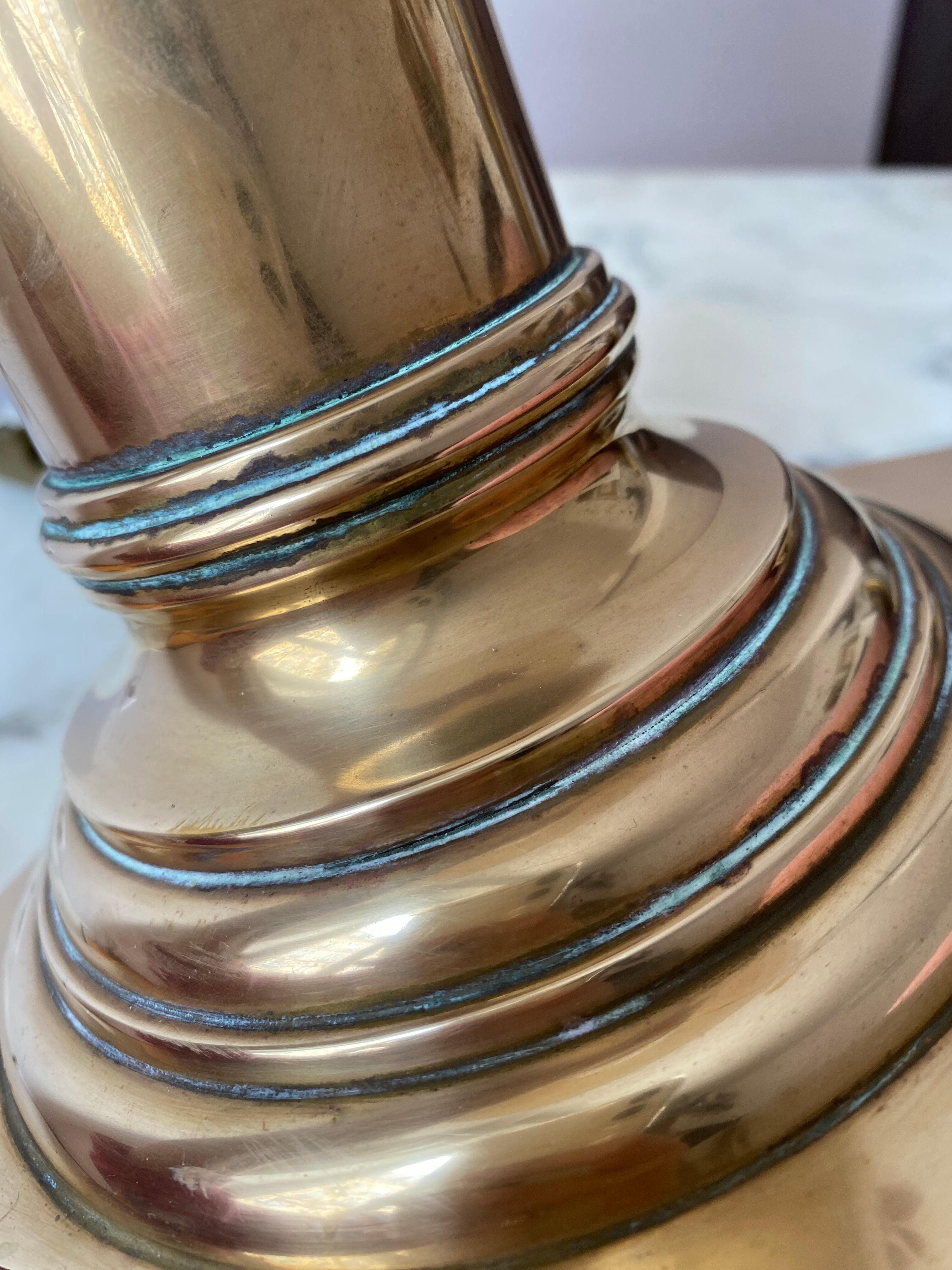 Brass column lamp neoclassical style 60s vintage