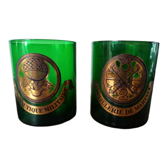 Lot 2 verres aéronautique militaire de marine vintage