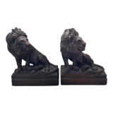 Serre-livres lions Pompeian bronze
