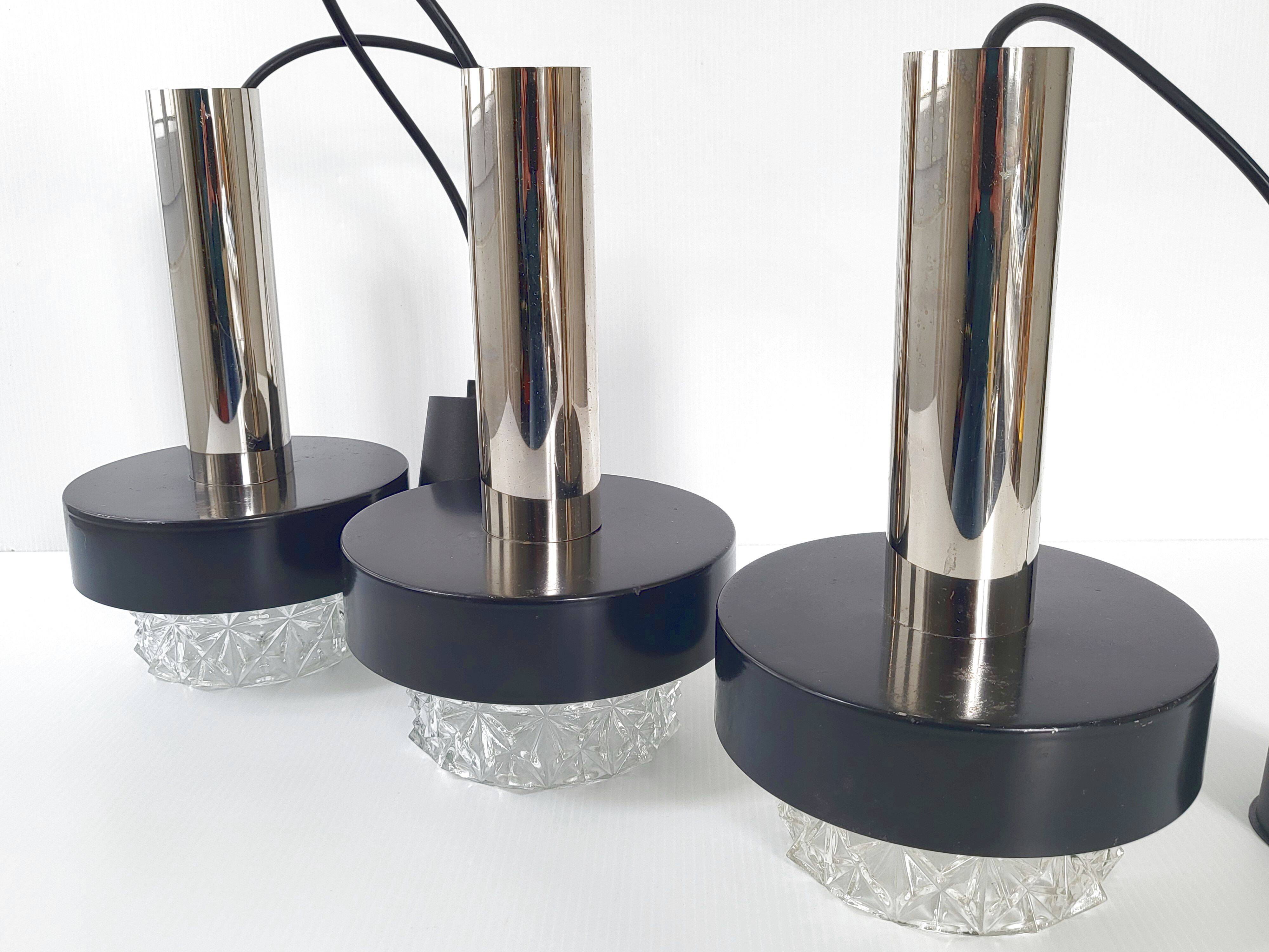 Set of 3 vintage pendant lights 1960