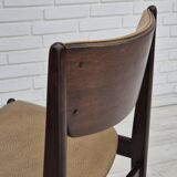 1970s, set of 5 Danish dinning chairs, original condition, teak wood, leather.