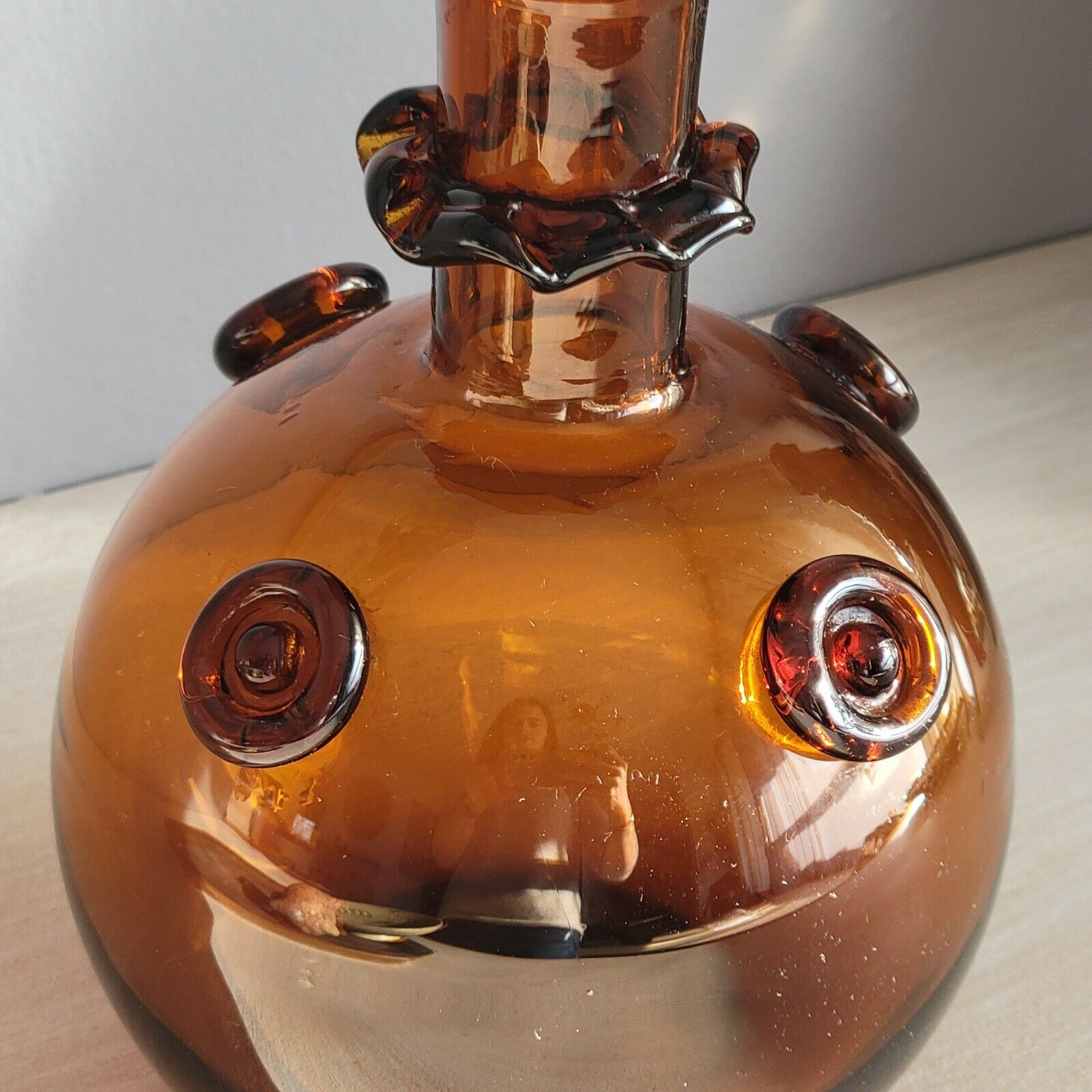Brown blown glass decanter