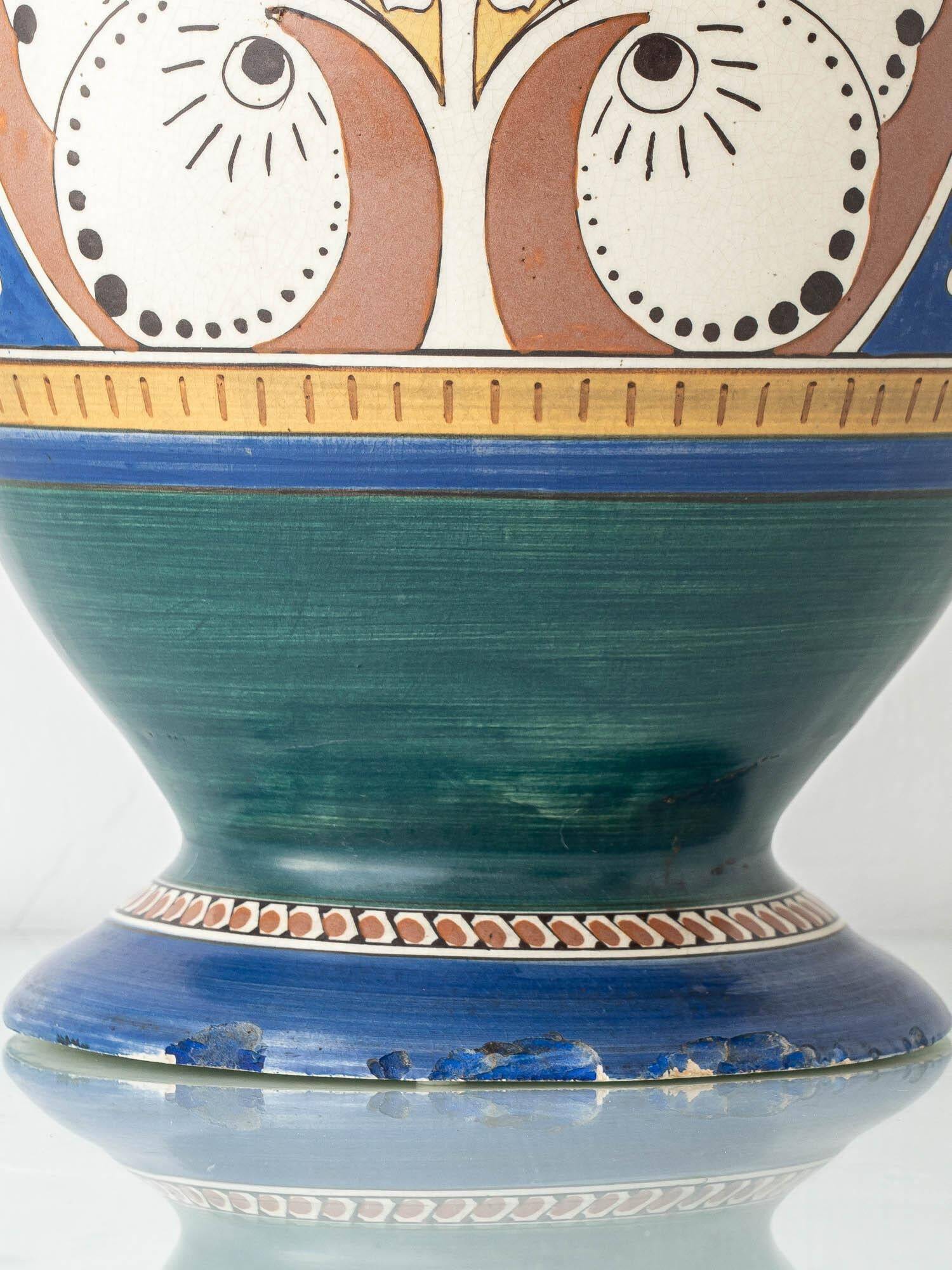 Monumental vase Lindus Art Nouveau–Art Deco, Arnhemsche Fayencefabriek, 1910s