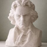 Plaster bust of Beethoven signed A. Santini, 1928