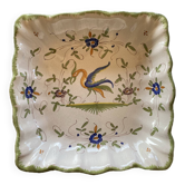 Small square, hollow decorative dish in Moustiers porcelain