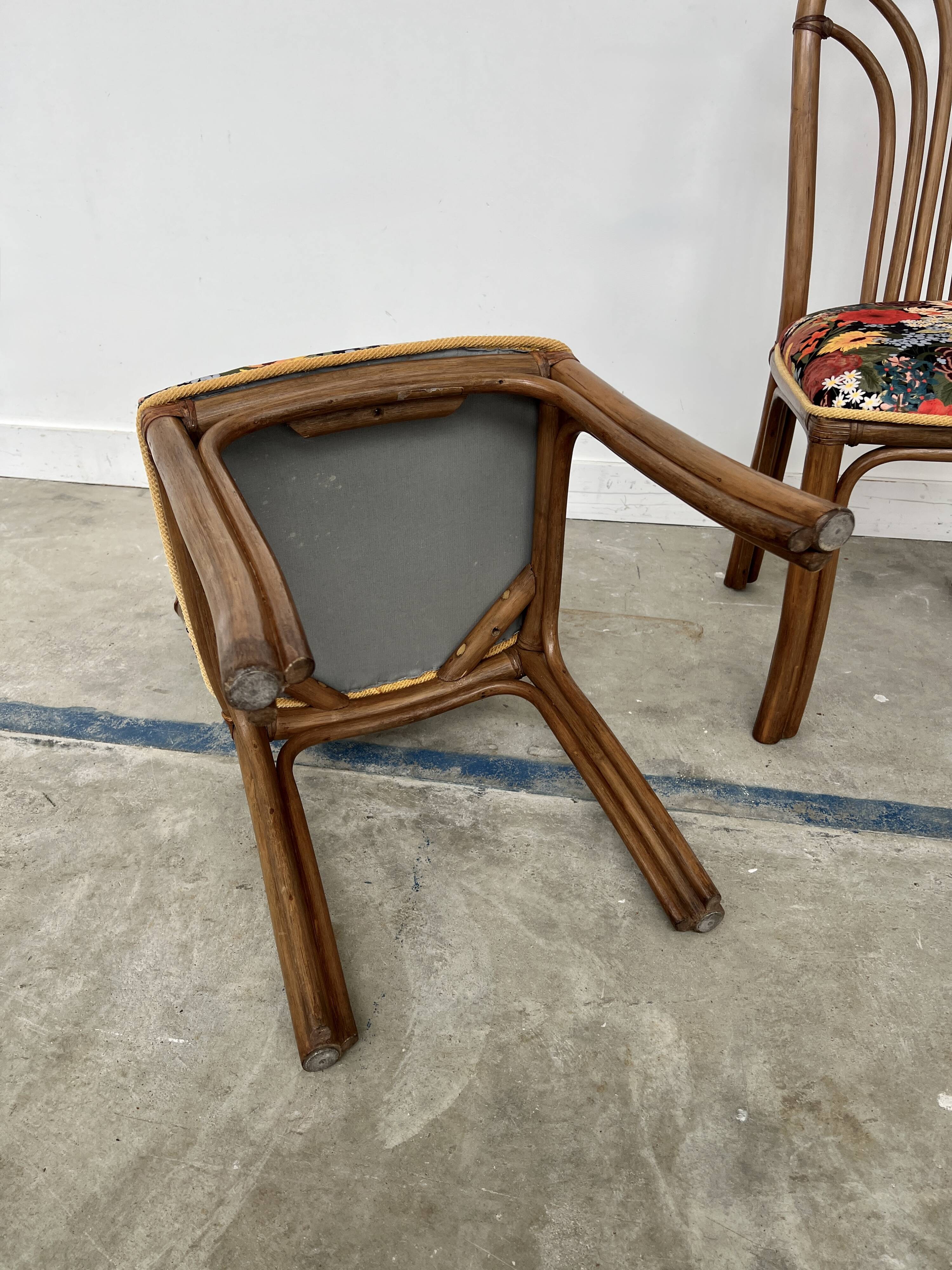 Set of 4 Rausch Rattan Curved Rattan Chairs - Floral Velvet Seats