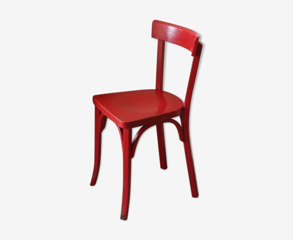 Chaise Baumann laquée rouge 1950