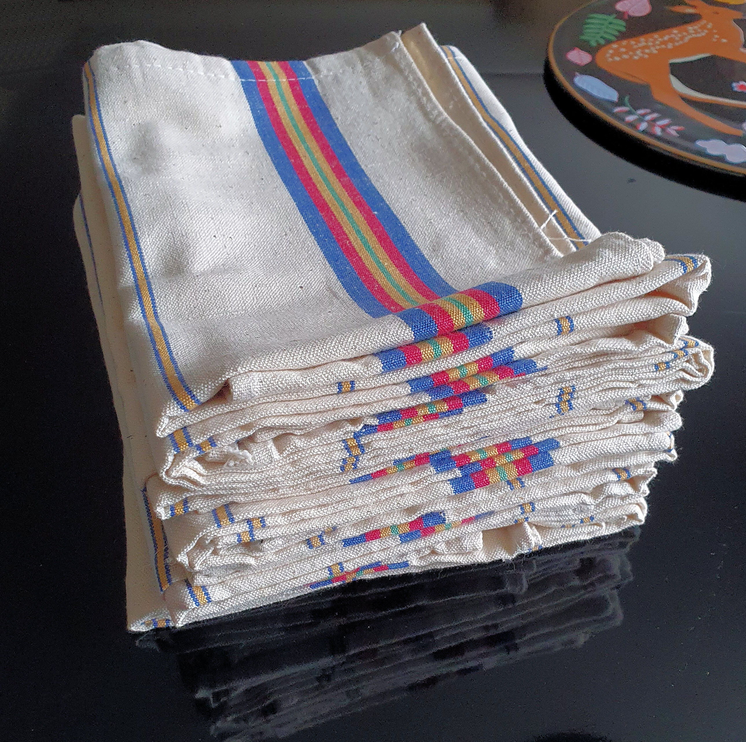 Set of vintage cotton tea towels