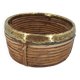Cache-pot en rotin cerclé de laiton vers 1960 DLG Gabriella Crespi