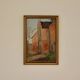 Original European oil on panel – construction scene