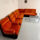 Canapé d angle vintage modulable orange design années 70 pop 