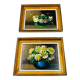 Pair of small framed vintage floral oils