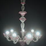 Wonderful Vintage Pink Venetian Chandelier Murano Glass 7 arms